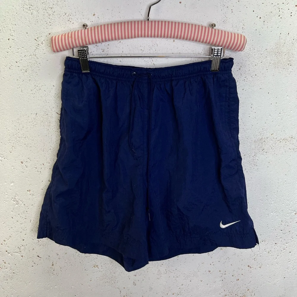 Vintage Nike 90s Men’s Swim Trunks Shorts Size Medium Blue